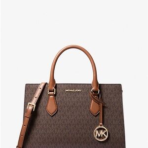 Michael Kors Black and brown Satchel with Gold Accents